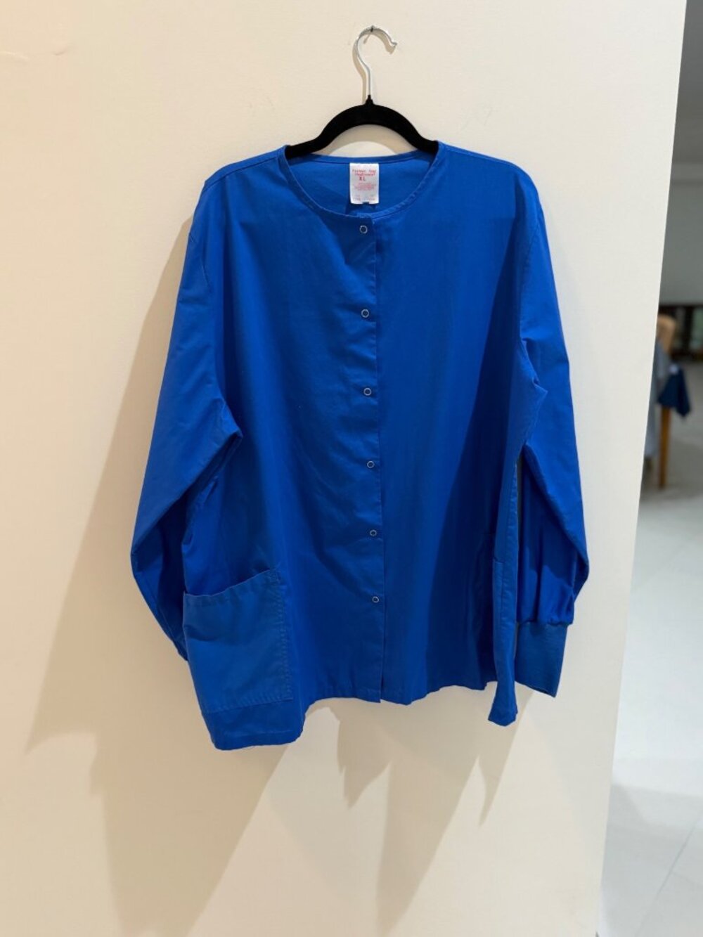 Fashion Seal Healthcare Royal Blue Warm-Up Scrub Jacket Snap Front Size XL